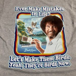 5/$20 Bob Ross "Let's Make Them Birds" Women's Short Sleeve T Shirt  S
